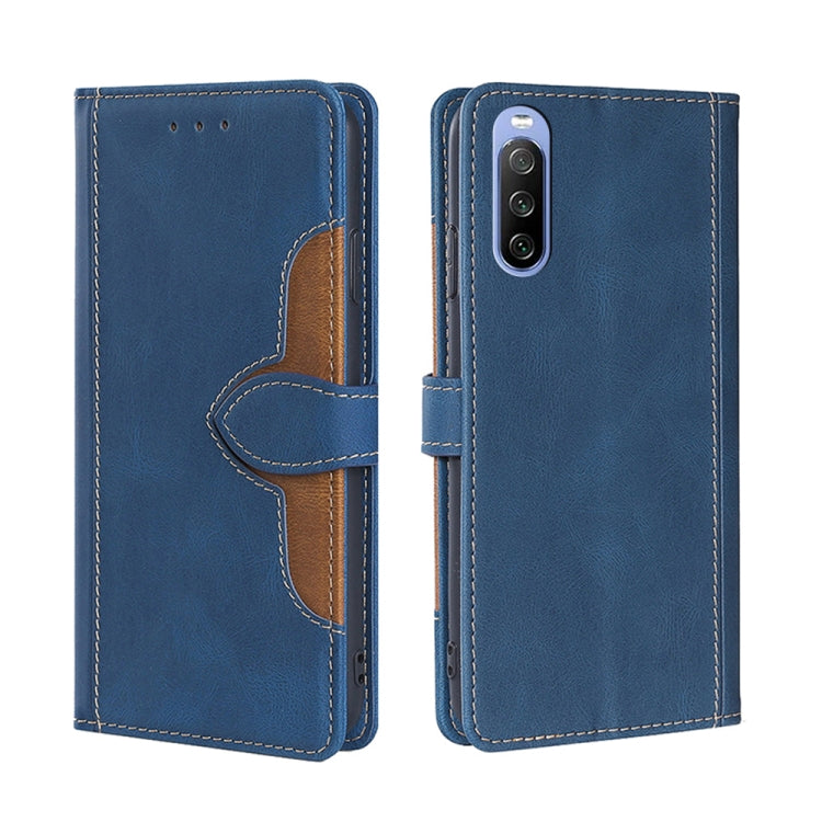 For Sony Xperia 10 III Skin Feel Straw Hat Magnetic Buckle Horizontal Flip PU Leather Case with Holder & Card Slots & Wallet