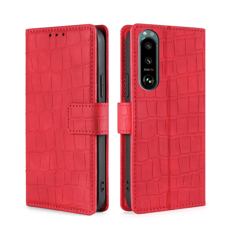 For Sony Xperia 5 III Skin Feel Crocodile Texture Magnetic Clasp Horizontal Flip PU Leather Case with Holder & Card Slots & Wallet