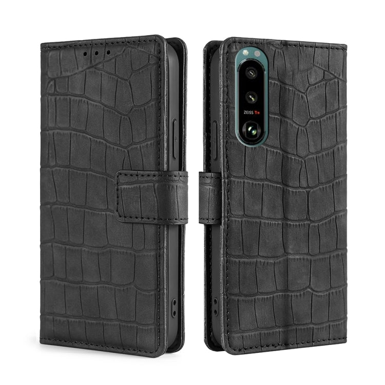 For Sony Xperia 5 III Skin Feel Crocodile Texture Magnetic Clasp Horizontal Flip PU Leather Case with Holder & Card Slots & Wallet
