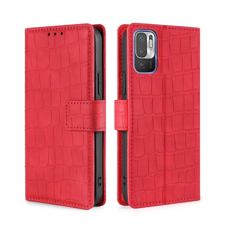 For Xiaomi Poco M3 Pro 5G Skin Feel Crocodile Texture Magnetic Clasp Horizontal Flip PU Leather Case with Holder & Card Slots & Wallet