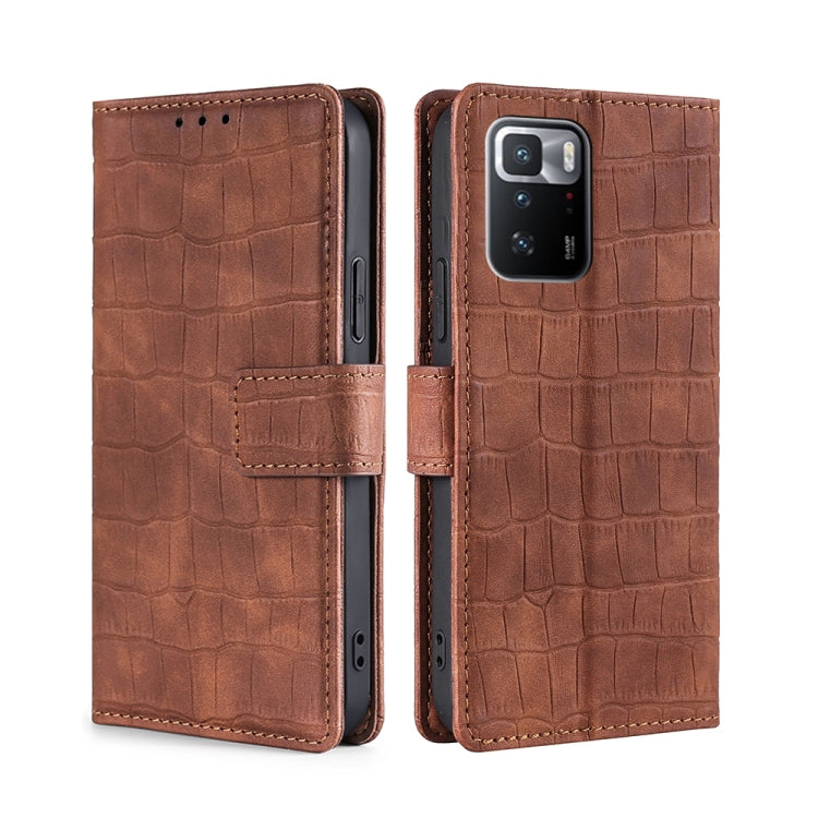For Xiaomi Redmi Note 10 Pro 5G Skin Feel Crocodile Texture Magnetic Clasp Horizontal Flip PU Leather Case with Holder & Card Slots & Wallet