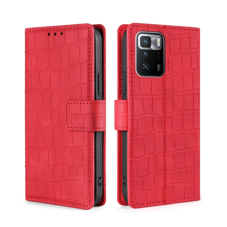 For Xiaomi Redmi Note 10 Pro 5G Skin Feel Crocodile Texture Magnetic Clasp Horizontal Flip PU Leather Case with Holder & Card Slots & Wallet