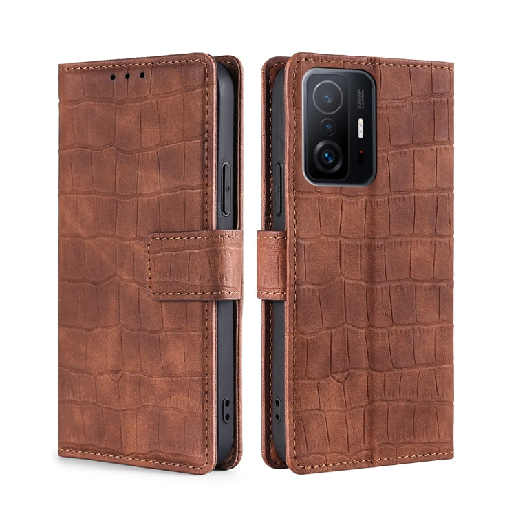 For Xiaomi Mi 11T Skin Feel Crocodile Texture Magnetic Clasp Horizontal Flip PU Leather Case with Holder & Card Slots & Wallet