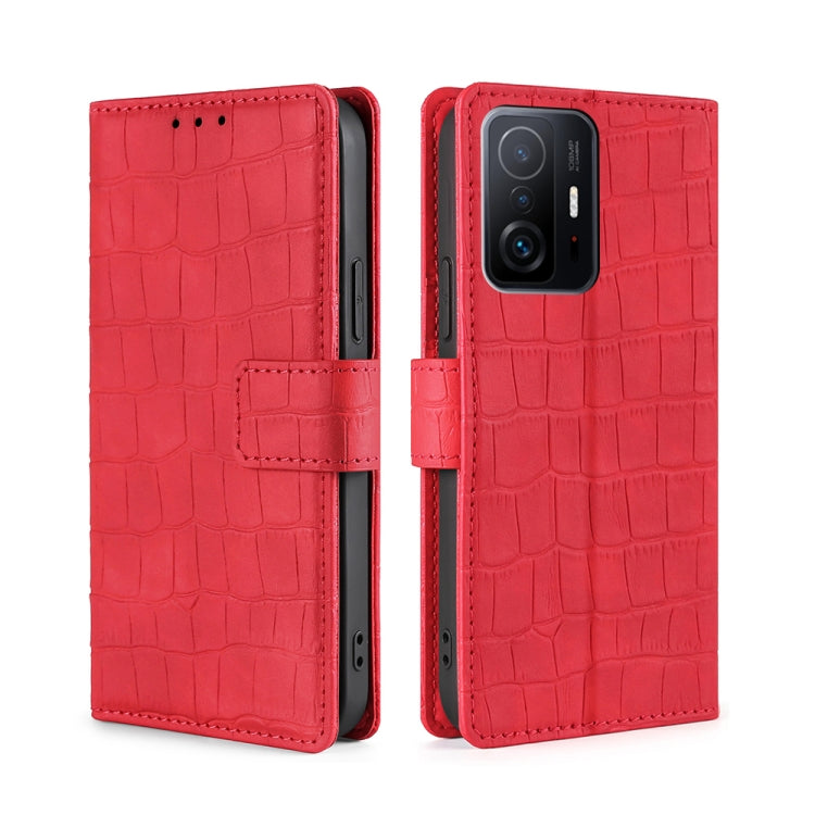 For Xiaomi Mi 11T Skin Feel Crocodile Texture Magnetic Clasp Horizontal Flip PU Leather Case with Holder & Card Slots & Wallet