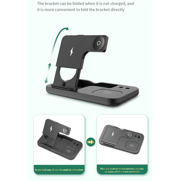 0W01 4 in 1 Multi-function Foldable Fast Charging Wireless Charger Stand for iPhone & Apple Pencil & iWatch & AirPods