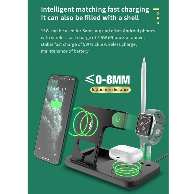 0W01 4 in 1 Multi-function Foldable Fast Charging Wireless Charger Stand for iPhone & Apple Pencil & iWatch & AirPods