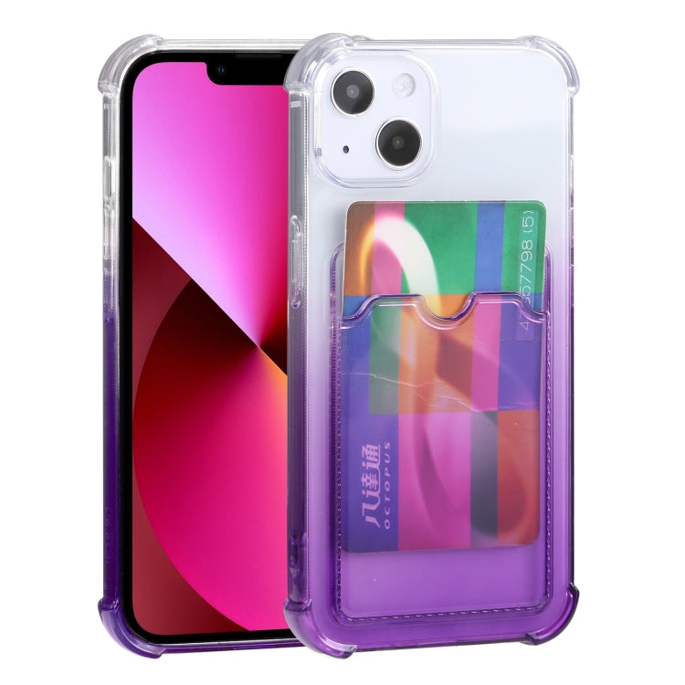 For iPhone 13 Gradient Anti-fall Mobile Phone Protective Case with Card Holder