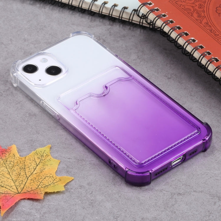 For iPhone 13 Gradient Anti-fall Mobile Phone Protective Case with Card Holder