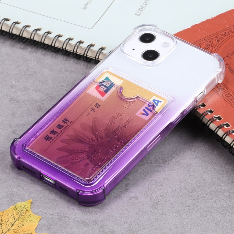 For iPhone 13 Gradient Anti-fall Mobile Phone Protective Case with Card Holder