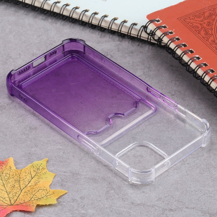 For iPhone 13 Gradient Anti-fall Mobile Phone Protective Case with Card Holder