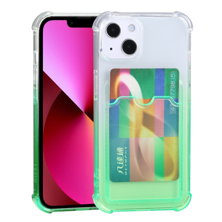 For iPhone 13 Gradient Anti-fall Mobile Phone Protective Case with Card Holder