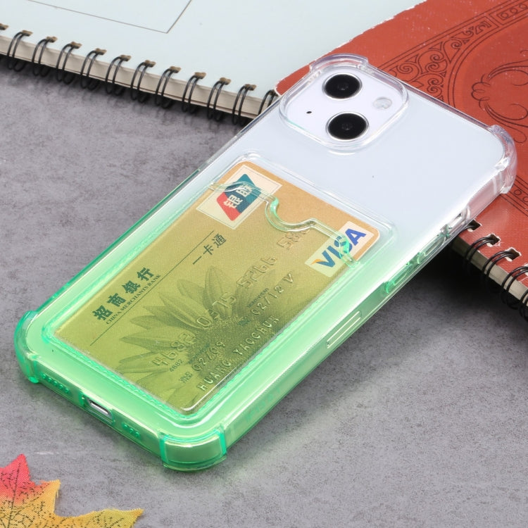 For iPhone 13 Gradient Anti-fall Mobile Phone Protective Case with Card Holder