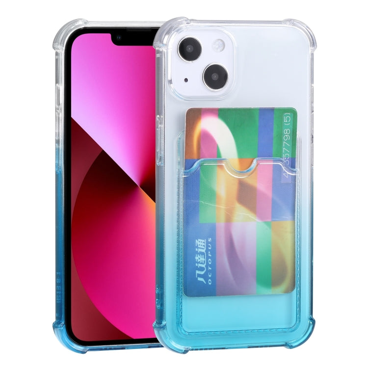 For iPhone 13 Gradient Anti-fall Mobile Phone Protective Case with Card Holder