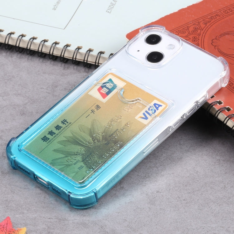 For iPhone 13 Gradient Anti-fall Mobile Phone Protective Case with Card Holder