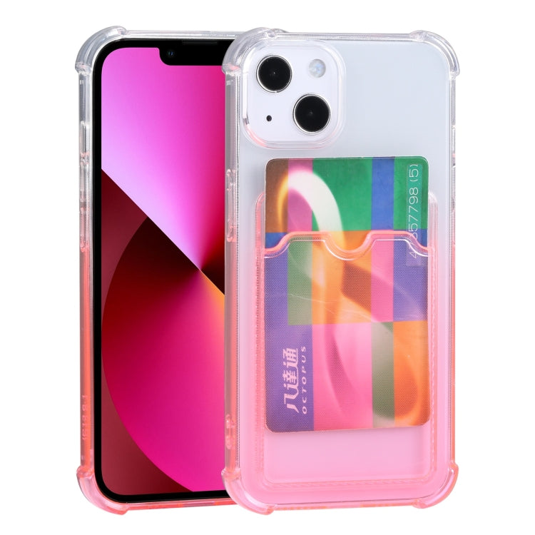 For iPhone 13 Gradient Anti-fall Mobile Phone Protective Case with Card Holder