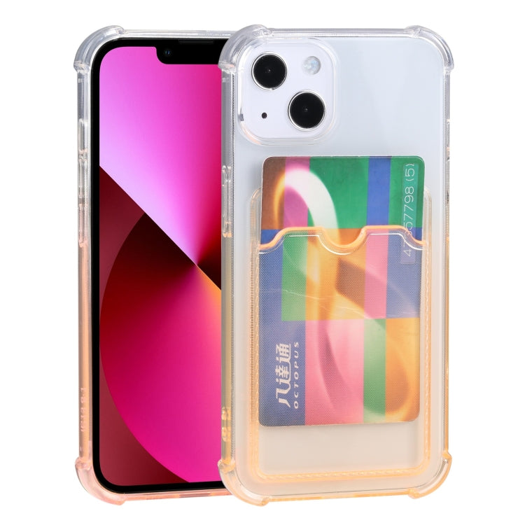 For iPhone 13 Gradient Anti-fall Mobile Phone Protective Case with Card Holder