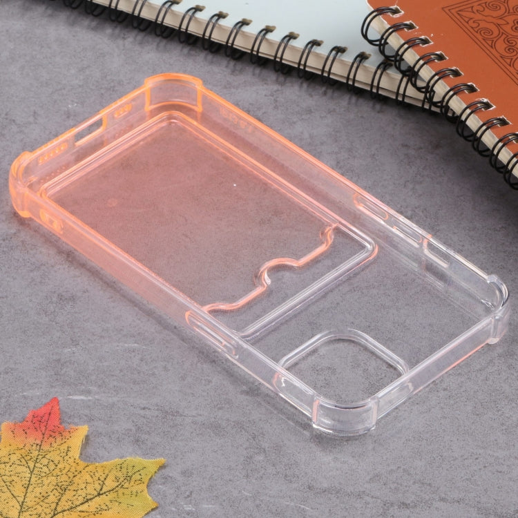 For iPhone 13 Gradient Anti-fall Mobile Phone Protective Case with Card Holder
