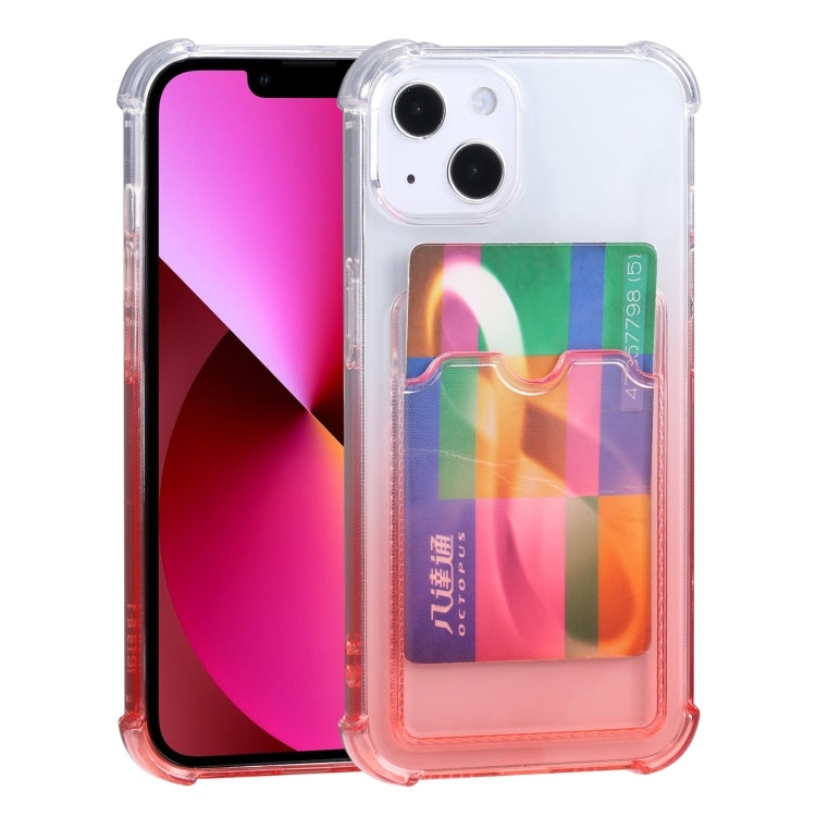 For iPhone 13 Gradient Anti-fall Mobile Phone Protective Case with Card Holder