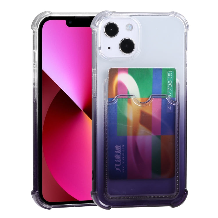 For iPhone 13 Gradient Anti-fall Mobile Phone Protective Case with Card Holder
