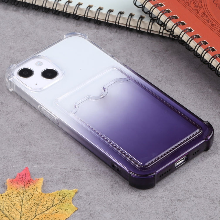 For iPhone 13 Gradient Anti-fall Mobile Phone Protective Case with Card Holder