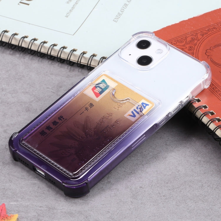For iPhone 13 Gradient Anti-fall Mobile Phone Protective Case with Card Holder