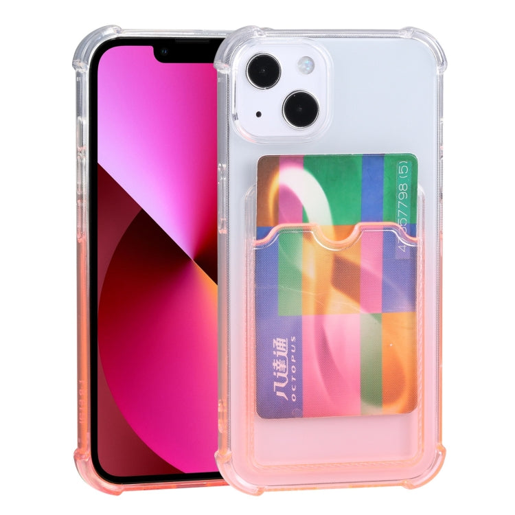 For iPhone 13 Gradient Anti-fall Mobile Phone Protective Case with Card Holder
