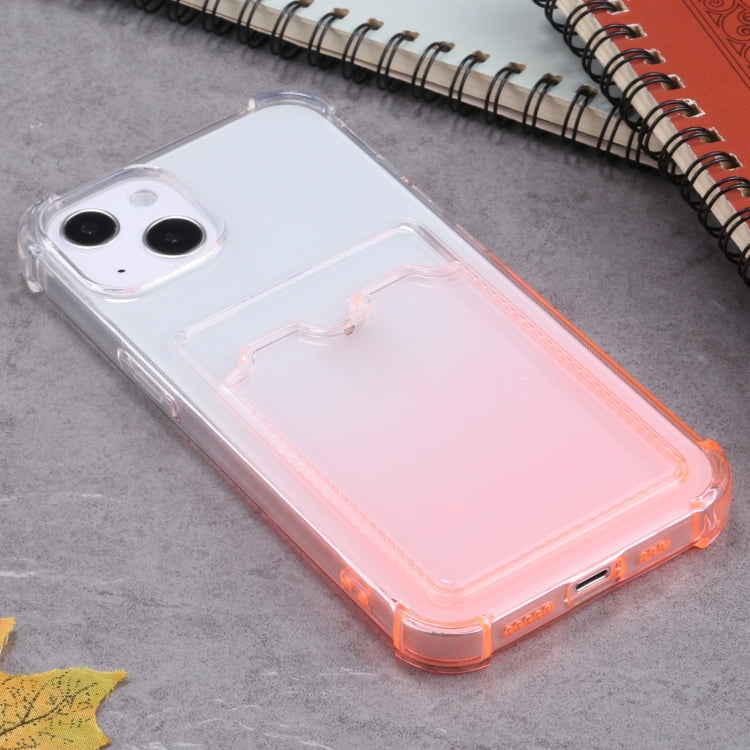 For iPhone 13 Gradient Anti-fall Mobile Phone Protective Case with Card Holder