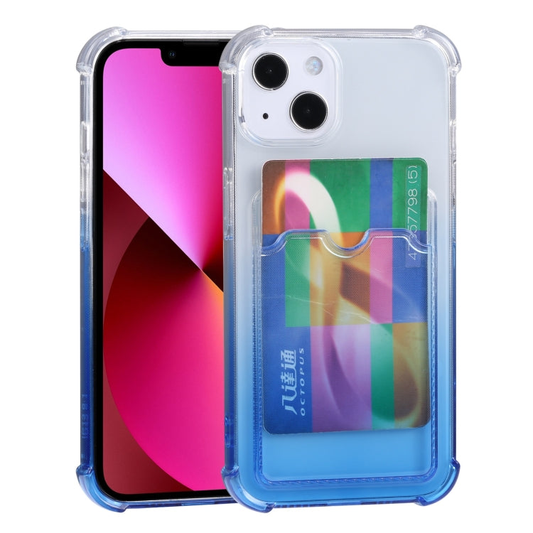 For iPhone 13 Gradient Anti-fall Mobile Phone Protective Case with Card Holder