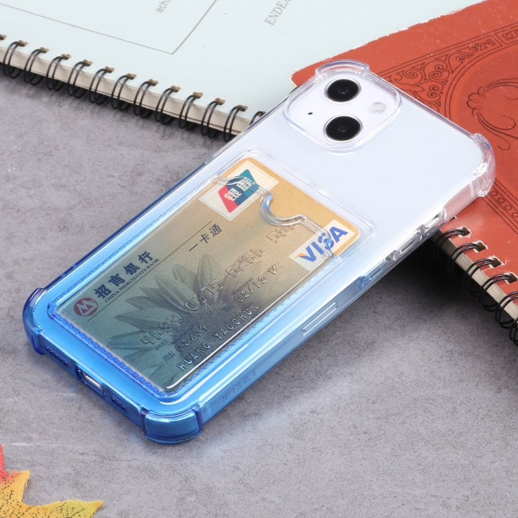 For iPhone 13 Gradient Anti-fall Mobile Phone Protective Case with Card Holder