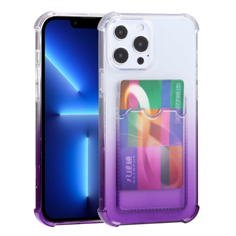 For iPhone 13 Pro Gradient Anti-fall Mobile Phone Protective Case with Card Holder