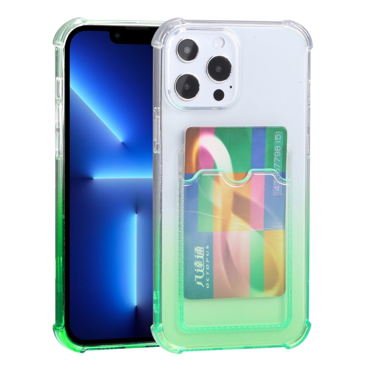 For iPhone 13 Pro Gradient Anti-fall Mobile Phone Protective Case with Card Holder