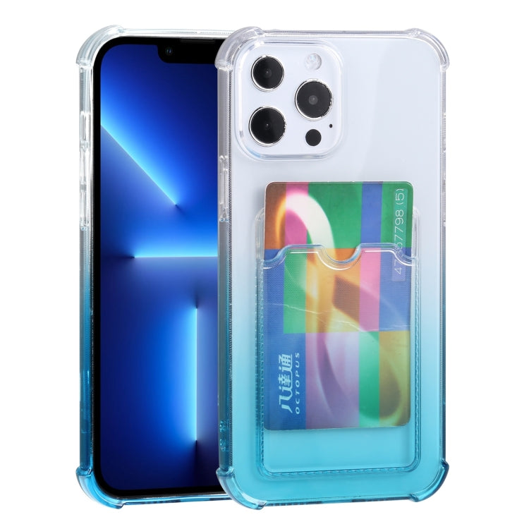 For iPhone 13 Pro Gradient Anti-fall Mobile Phone Protective Case with Card Holder