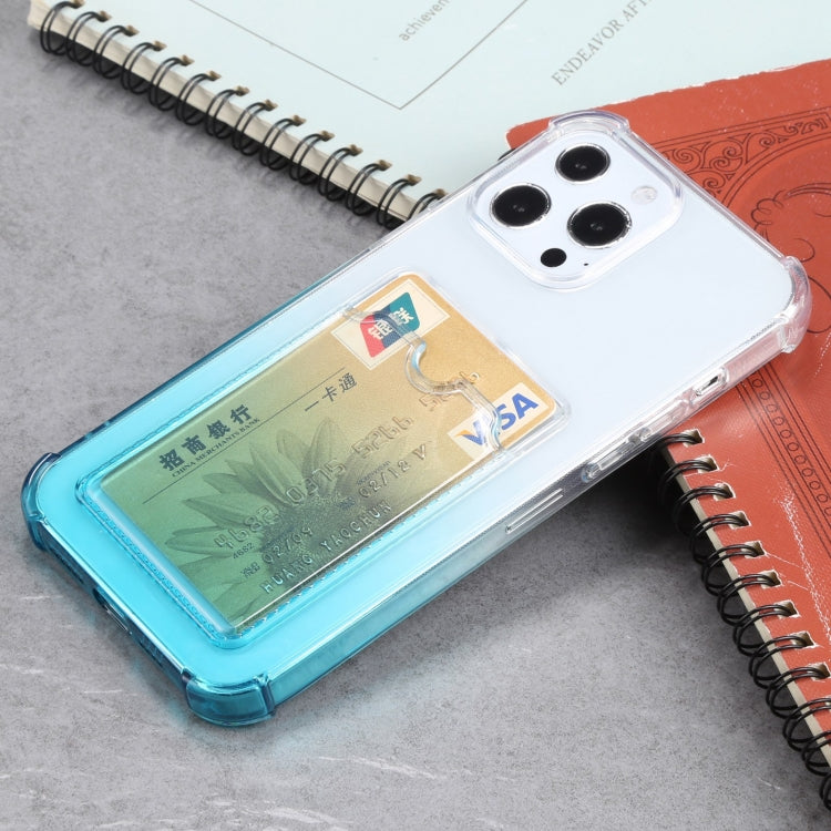 For iPhone 13 Pro Gradient Anti-fall Mobile Phone Protective Case with Card Holder