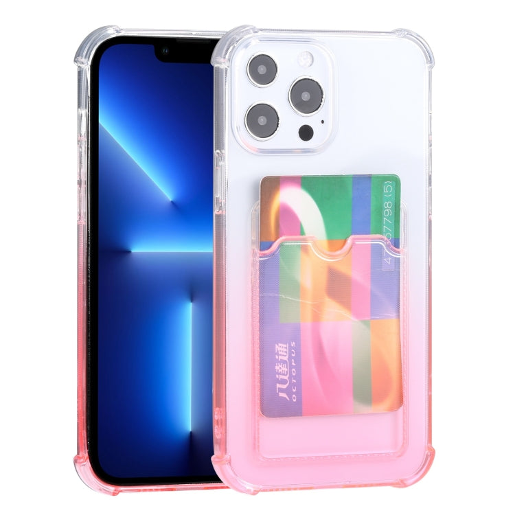 For iPhone 13 Pro Gradient Anti-fall Mobile Phone Protective Case with Card Holder