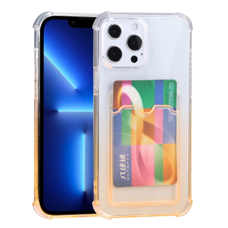 For iPhone 13 Pro Gradient Anti-fall Mobile Phone Protective Case with Card Holder
