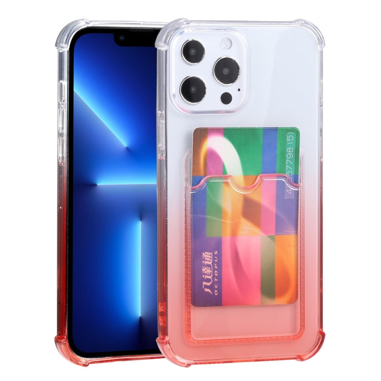 For iPhone 13 Pro Gradient Anti-fall Mobile Phone Protective Case with Card Holder