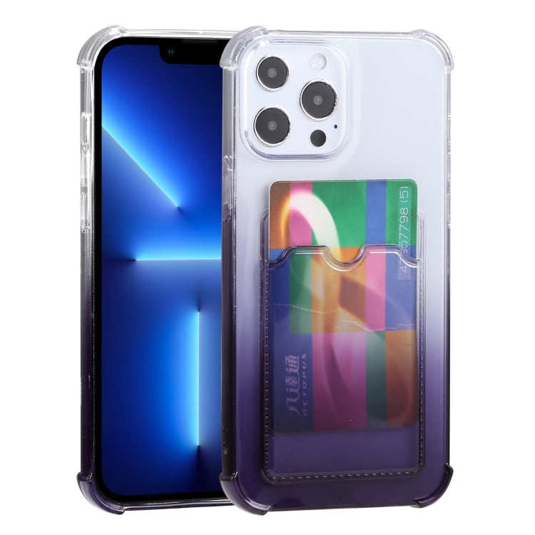 For iPhone 13 Pro Gradient Anti-fall Mobile Phone Protective Case with Card Holder