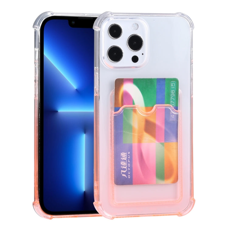 For iPhone 13 Pro Gradient Anti-fall Mobile Phone Protective Case with Card Holder