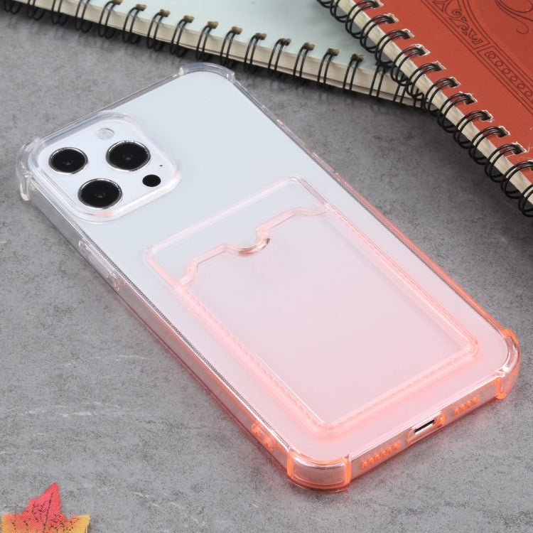 For iPhone 13 Pro Gradient Anti-fall Mobile Phone Protective Case with Card Holder