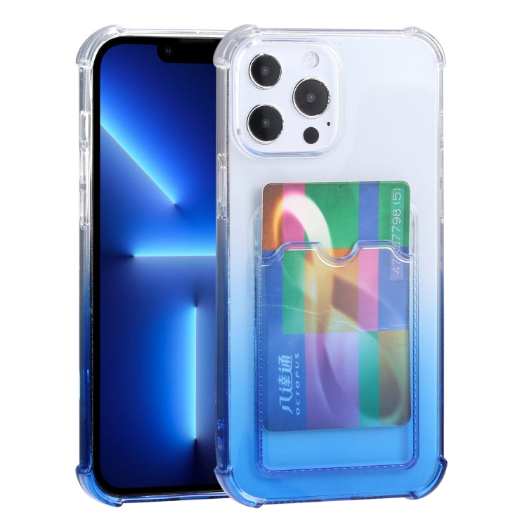 For iPhone 13 Pro Gradient Anti-fall Mobile Phone Protective Case with Card Holder