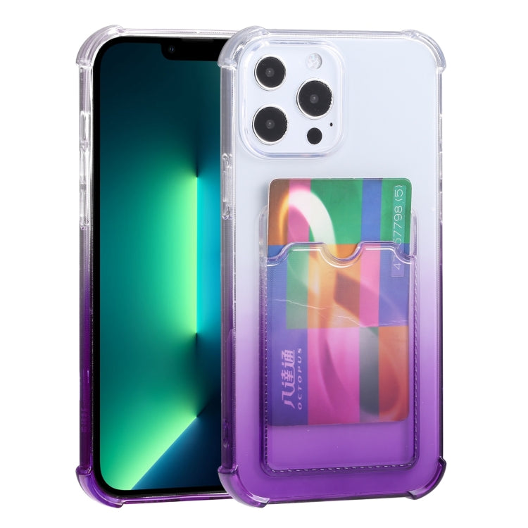 For iPhone 13 Pro Max Gradient Anti-fall Mobile Phone Protective Case with Card Holder
