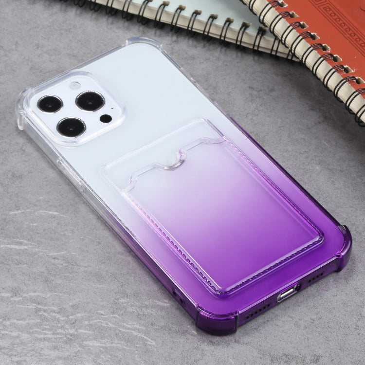 For iPhone 13 Pro Max Gradient Anti-fall Mobile Phone Protective Case with Card Holder