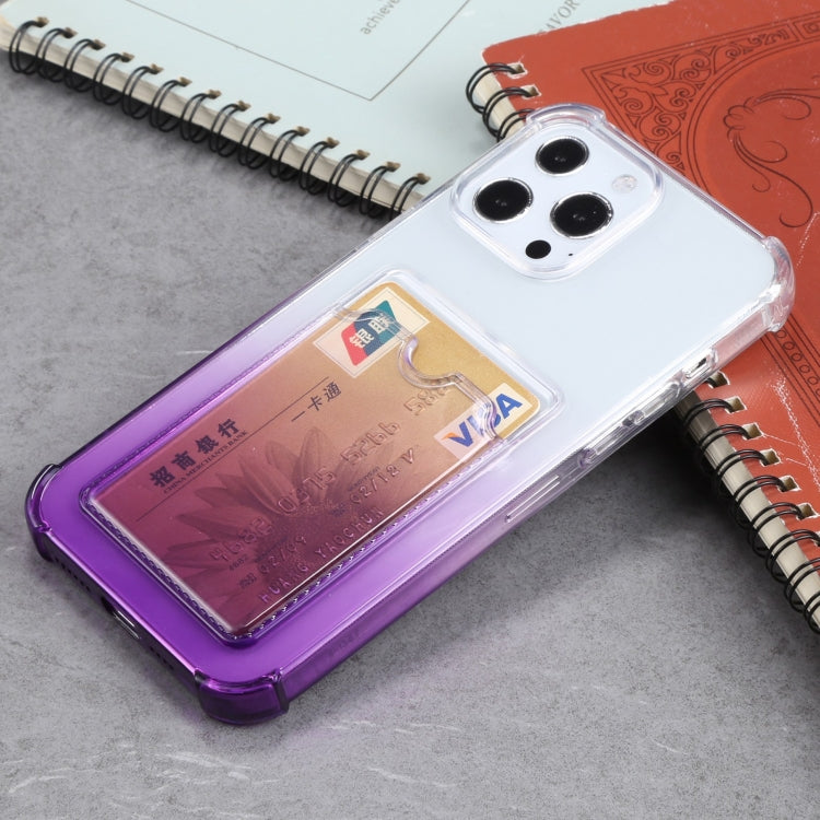 For iPhone 13 Pro Max Gradient Anti-fall Mobile Phone Protective Case with Card Holder