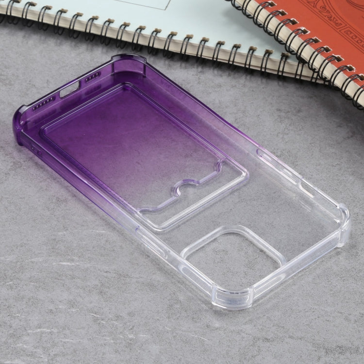 For iPhone 13 Pro Max Gradient Anti-fall Mobile Phone Protective Case with Card Holder