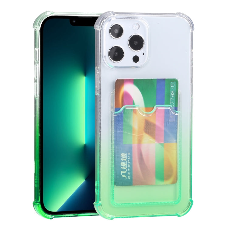 For iPhone 13 Pro Max Gradient Anti-fall Mobile Phone Protective Case with Card Holder