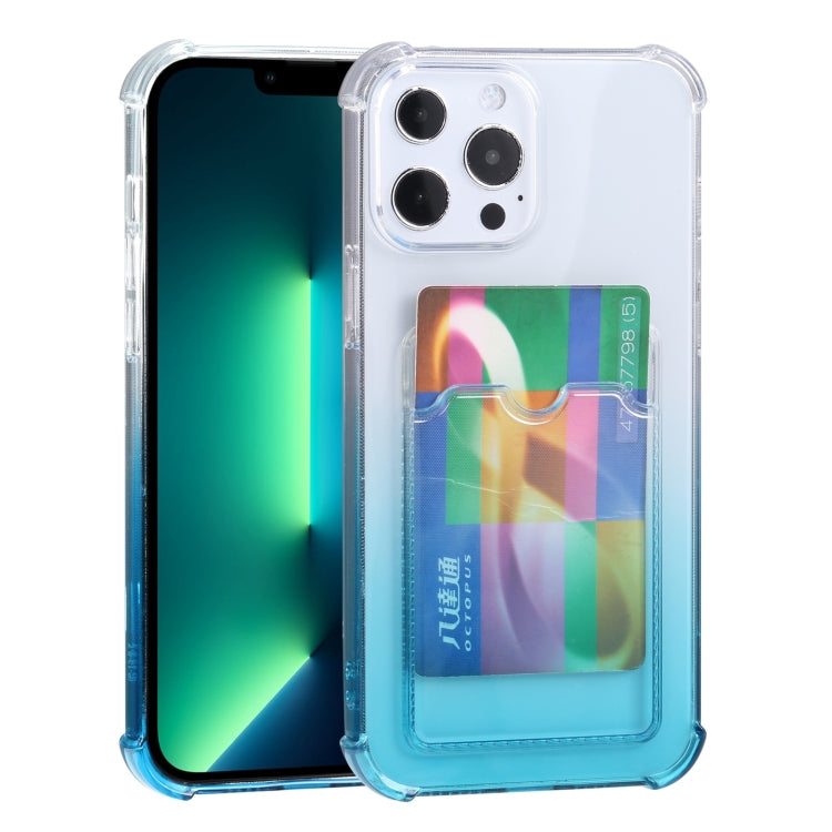 For iPhone 13 Pro Max Gradient Anti-fall Mobile Phone Protective Case with Card Holder