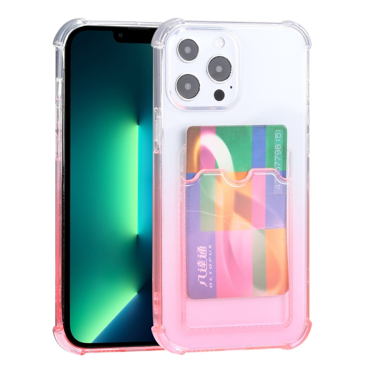 For iPhone 13 Pro Max Gradient Anti-fall Mobile Phone Protective Case with Card Holder