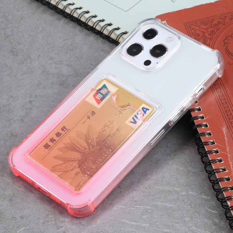 For iPhone 13 Pro Max Gradient Anti-fall Mobile Phone Protective Case with Card Holder