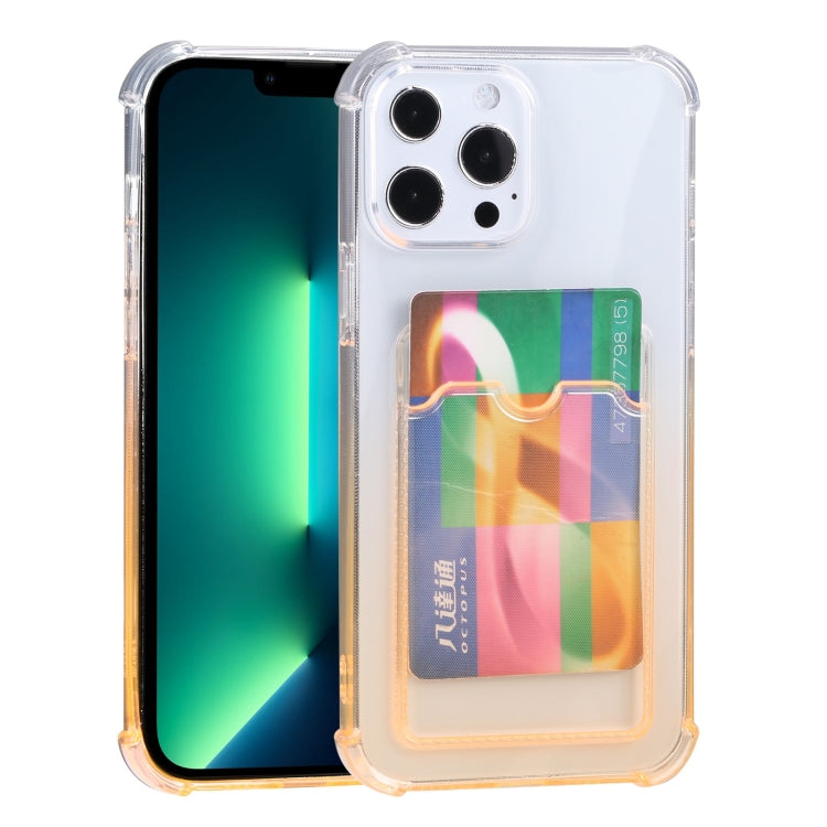For iPhone 13 Pro Max Gradient Anti-fall Mobile Phone Protective Case with Card Holder