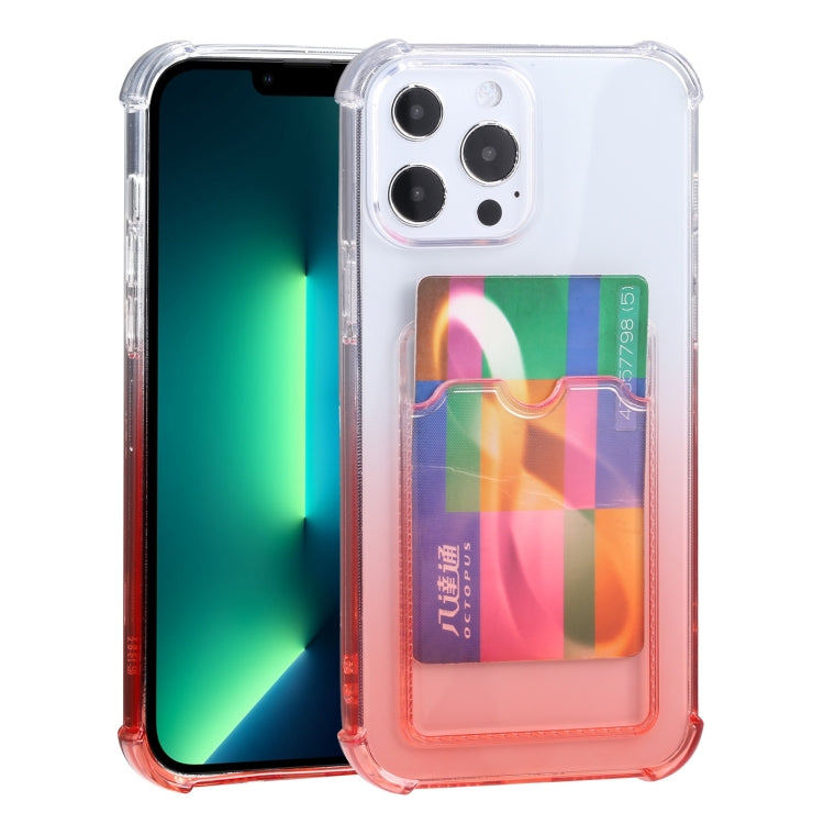 For iPhone 13 Pro Max Gradient Anti-fall Mobile Phone Protective Case with Card Holder